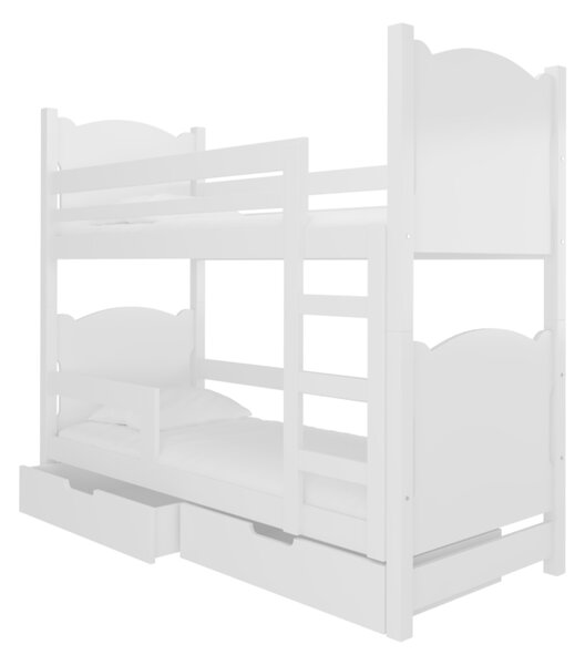 BALADA emeletes ágy, 180x75, fehér