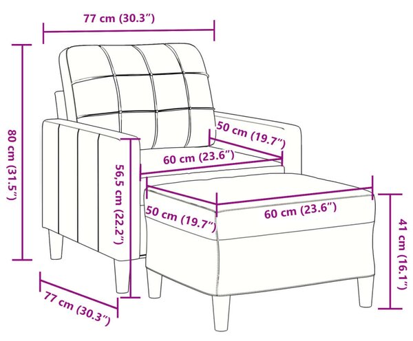 VidaXL bordó bársony kanapéfotel lábtartóval 60 cm