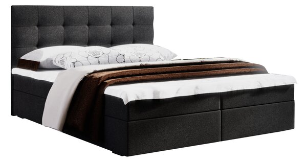 Franciaágy Boxspring 180 cm Fade 2 (fekete) (matraccal és tárolóhellyel)