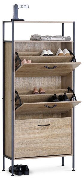 Cipősszekrény rekeszekkel G1009 OAK, tölgyfa, 3 emelet