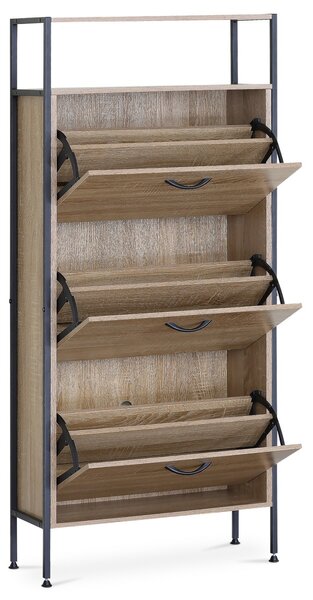 Cipősszekrény rekeszekkel G1009 OAK, tölgyfa, 3 emelet