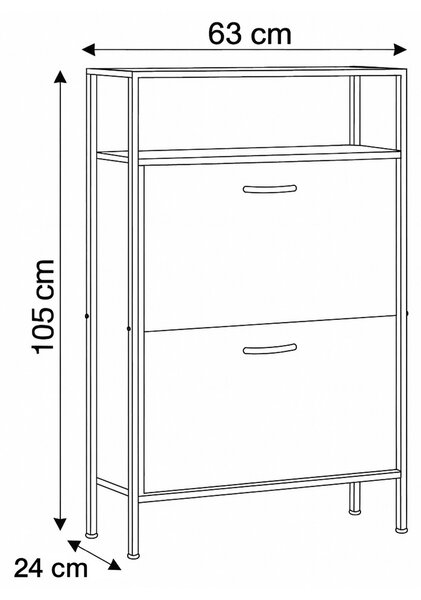 Cipősszekrény polcokkal G1007 OAK, tölgy, 2 emelet
