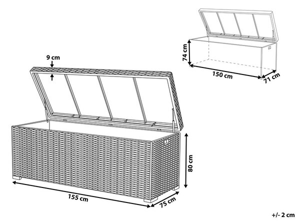 Párnatartó láda MODENA 155 cm 75 cm PE Rattan Barna