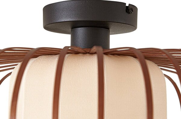 Lindby Davella mennyezeti világítás, Ø 50 cm, bambusz, textil, dimmelhető, Sötét fa, Nappali / Étkező, Bambusz, Skandináv