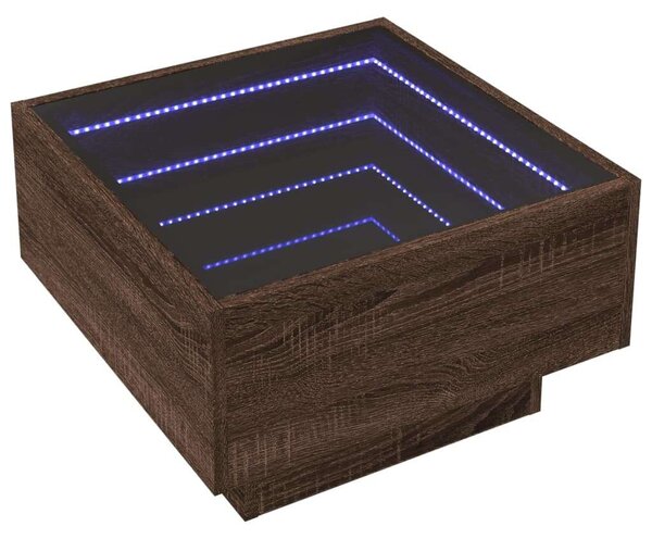 VidaXL LED-es Dohányzóasztal - Barna Tölgy - 50x50 cm