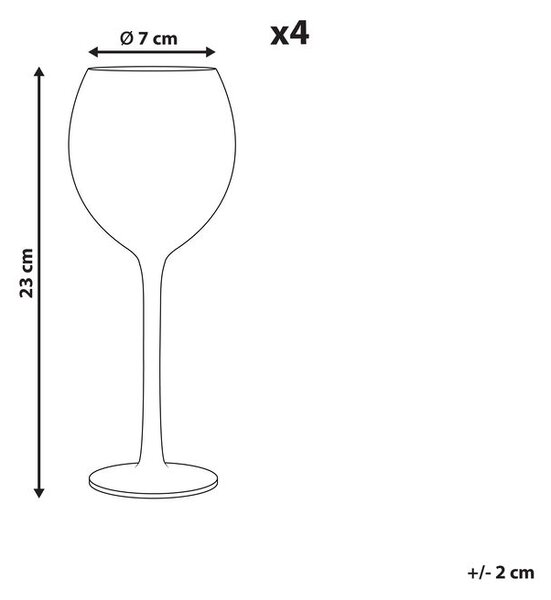 Négydarabos borospohár szett DIOPSIDE 360 ml Rózsaszín
