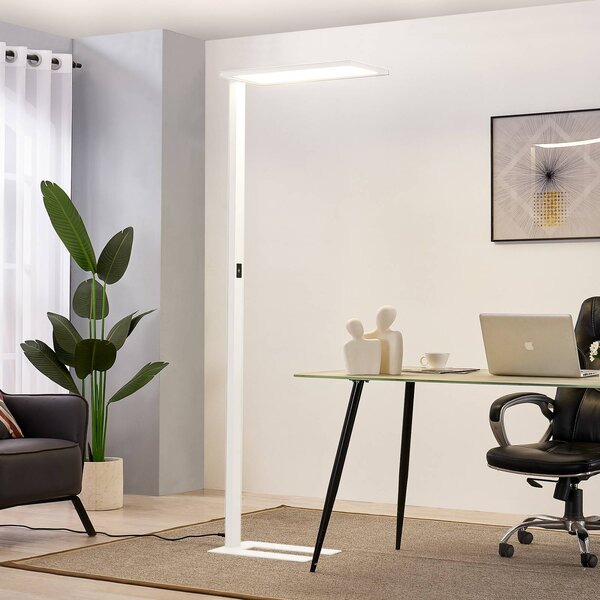 PRIOS Prios LED irodai állólámpa Taronis, fehér, 195 cm, sötétíthető, dimmelhető, Fehér / opál, Dolgozószoba / Iroda, Alumínium, Modern