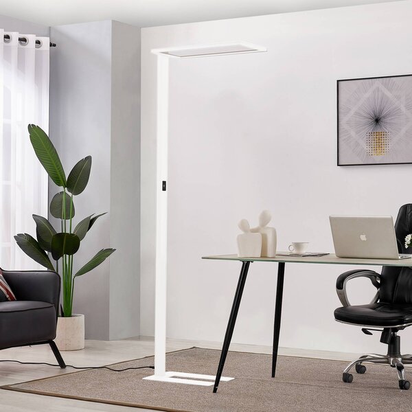 PRIOS Prios LED irodai állólámpa Taronis, fehér, 195 cm, sötétíthető, dimmelhető, Fehér / opál, Dolgozószoba / Iroda, Alumínium, Modern