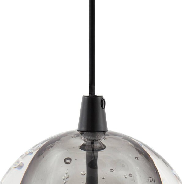 Lucande LED függő lámpa Hayley, fekete, 5 izzós, hosszúkás, Tiszta / átlátszó, Nappali / Étkező, Üveg, Modern