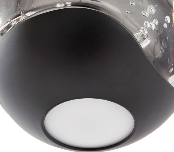 Lucande LED függő lámpa Hayley, fekete, 5 izzós, hosszúkás, Tiszta / átlátszó, Nappali / Étkező, Üveg, Modern