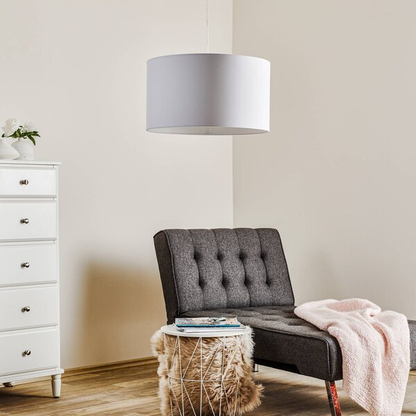 Duolla Lógó világítás Roller, fehér, Ø 45 cm, dimmelhető, Fehér / opál, Nappali / Étkező, Textil / szövet / selyem, Modern