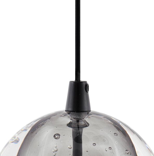 Lucande LED függő lámpa Hayley, fekete, 1 izzó, üveg, Tiszta / átlátszó, Nappali / Étkező, Üveg, Modern