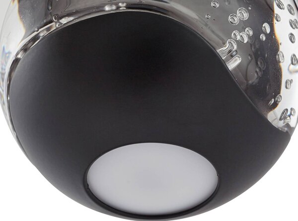 Lucande LED függő lámpa Hayley, fekete, 1 izzó, üveg, Tiszta / átlátszó, Nappali / Étkező, Üveg, Modern