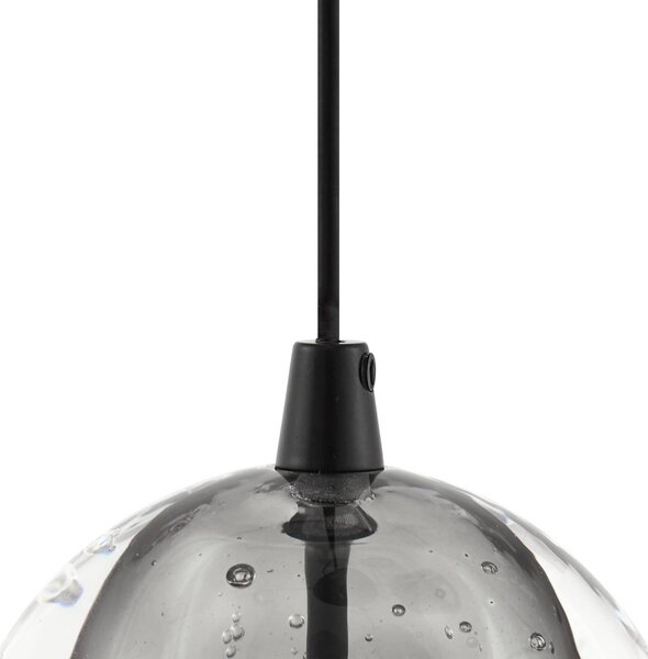 Lucande LED lógó lámpa Hayley, fekete, 9 izzós, üveg, Tiszta / átlátszó, Nappali / Étkező, Üveg, Modern