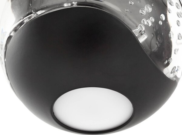 Lucande LED lógó lámpa Hayley, fekete, 9 izzós, üveg, Tiszta / átlátszó, Nappali / Étkező, Üveg, Modern