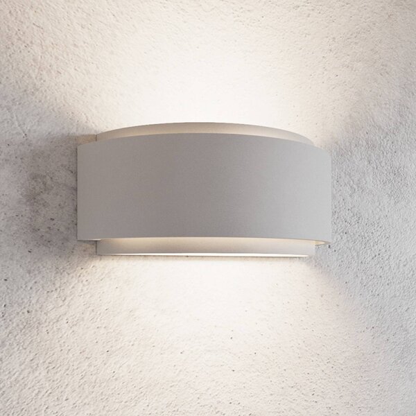 Lindby fali lámpa Cassian, gipsz, 32 cm, fehér, félköríves, dimmelhető, Fehér / opál, Hálószoba, Gipsz / agyag, Modern