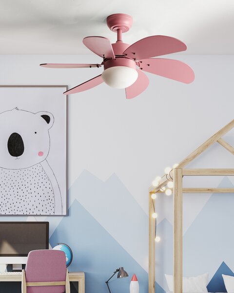 Mennyezeti ventilátor világítással LOGAR Távirányítóval LED Rózsaszín