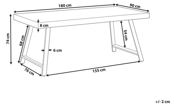 Étkezőasztal WARTON Sötétbarna 180 cm 90 cm Fenyő