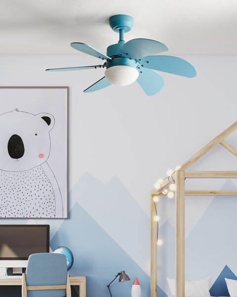 Mennyezeti ventilátor világítással LOGAR Távirányítóval LED Kék