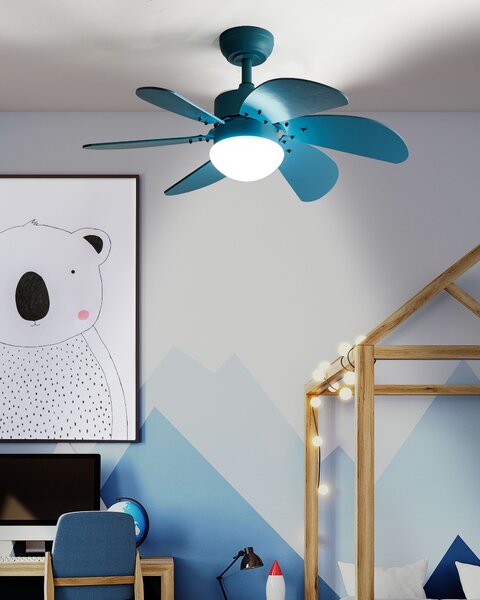 Mennyezeti ventilátor világítással LOGAR Távirányítóval LED Kék