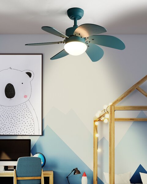 Mennyezeti ventilátor világítással LOGAR Távirányítóval LED Kék