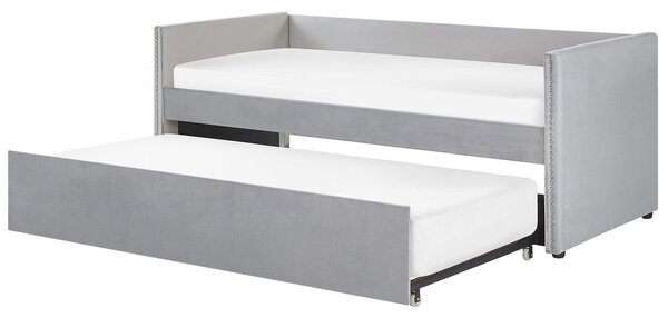 Kihúzható heverő Bársony TROYES 90 x 200 cm Világosszürke