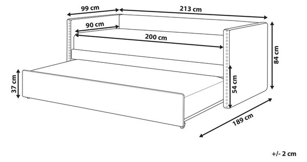 Kihúzható heverő Bársony TROYES 90 x 200 cm Világosszürke