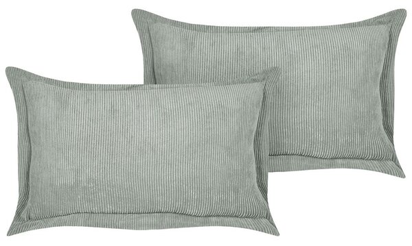 2 db díszpárna ZINNIA Kordbársony 47 x 27 cm Világoszöld Egyszínű