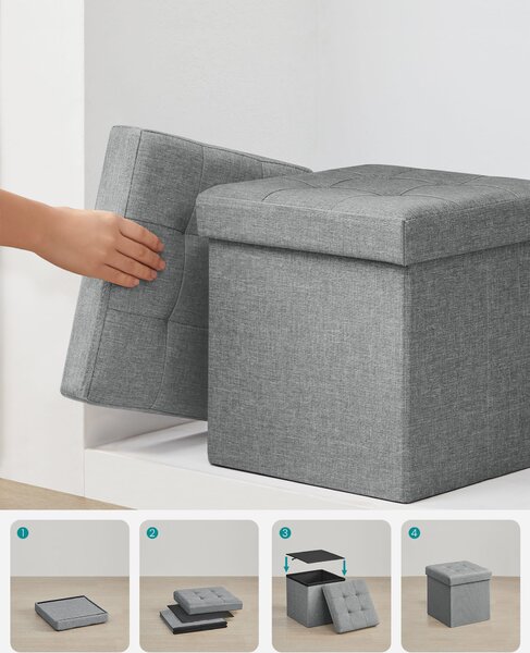 Tárolóhelyes puff OTTOMAN 30x30 cm, szürke