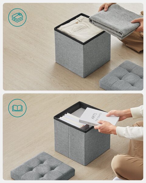 Tárolóhelyes puff OTTOMAN 30x30 cm, szürke