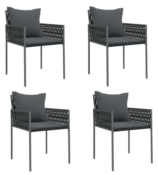 VidaXL 5-részes polyrattan és acél kerti étkezőgarnitúra párnával