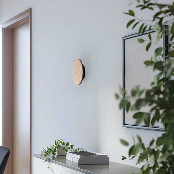 Argon Orios LED fali lámpa, fa, Ø 20 cm, indirekt fényelosztás, Világos fa, Nappali / Étkező, Fa, Modern