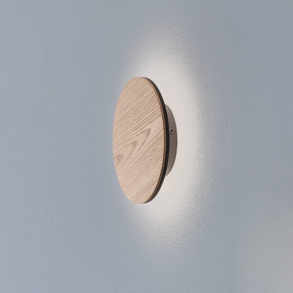 Argon Orios LED fali lámpa, fa, Ø 20 cm, indirekt fényelosztás, Világos fa, Nappali / Étkező, Fa, Modern