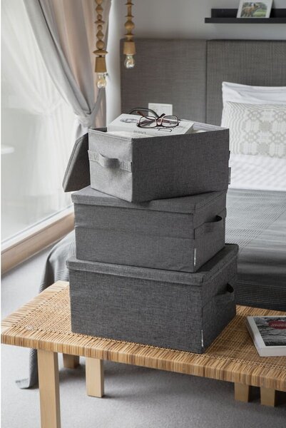 Szürke fedeles textil tárolódoboz 35x26x19 cm Soft Storage – Bigso
