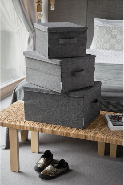 Szürke fedeles textil tárolódoboz 35x26x19 cm Soft Storage – Bigso