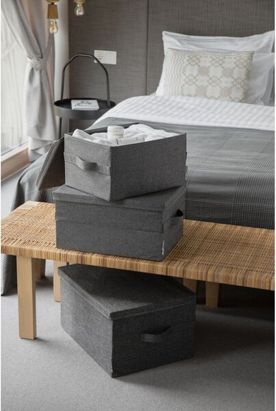 Szürke fedeles textil tárolódoboz 35x26x19 cm Soft Storage – Bigso