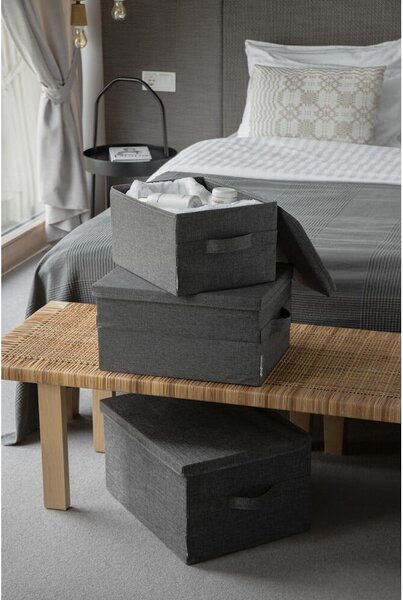 Szürke fedeles textil tárolódoboz 35x26x19 cm Soft Storage – Bigso