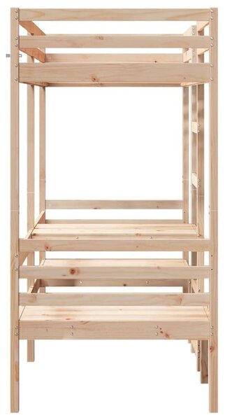 VidaXL tömör fenyő galériaágy-keret asztallal és székekkel 80 x 200 cm