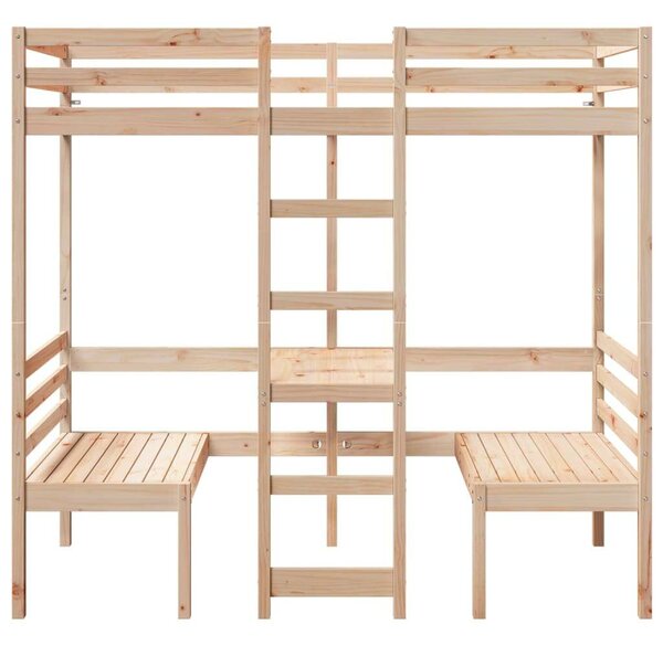 VidaXL tömör fenyő galériaágy-keret asztallal és székekkel 80 x 200 cm