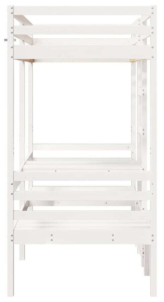 VidaXL fehér fenyő galériaágy-keret asztallal és székekkel 80 x 200 cm