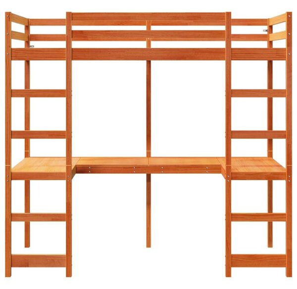 VidaXL viaszbarna tömör fenyő galériaágy-keret matrac nélkül 75x190 cm