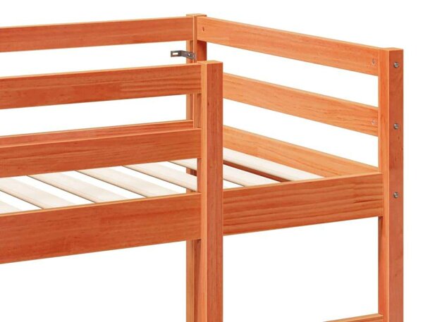 VidaXL viaszbarna tömör fenyő galériaágy-keret matrac nélkül 75x190 cm