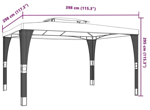 VidaXL Acél Pavilon - Dupla Tető - 4x3 m