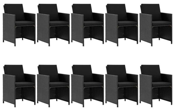 Polyrattan Kültéri Étkezőgarnitúra - 11 részes - Fekete