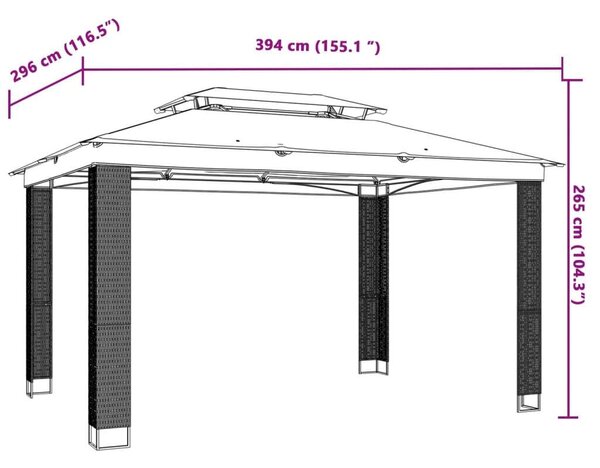 VidaXL Dupla Tetős Pavilon - 3,94 x 2,96 m