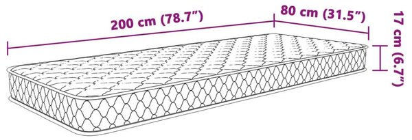 VidaXL Memóriahabos Matrac - 80x200x17 cm