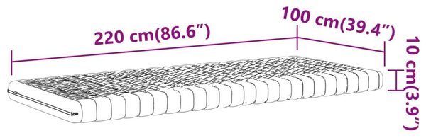 VidaXL fehér 7 zónás 20 ILD keménységű habmatrac 100 x 220 cm