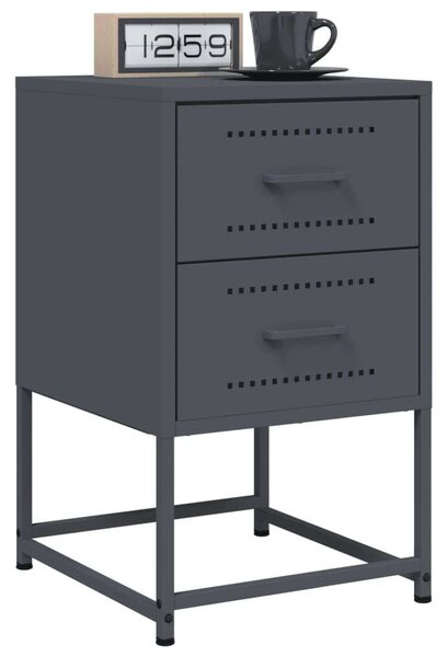 VidaXL Fém Éjjeliszekrény Szett - 2 db - Antracitszürke - 36x39x60,5 cm