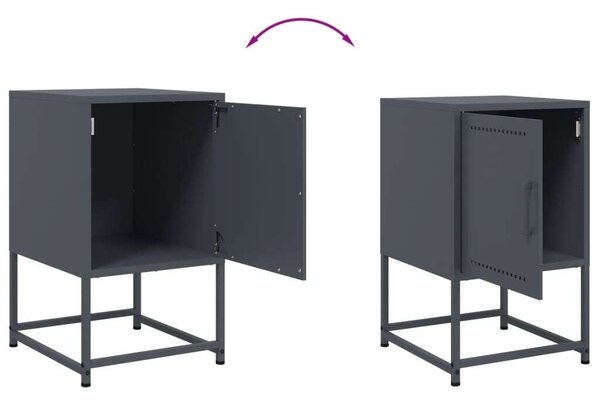 VidaXL Fém Éjjeliszekrény Szett - 2 db - Antracit Szürke - 36x39x60,5 cm