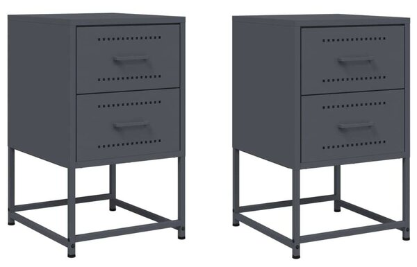VidaXL Fém Éjjeliszekrény Szett - 2 db - Antracitszürke - 36x39x60,5 cm